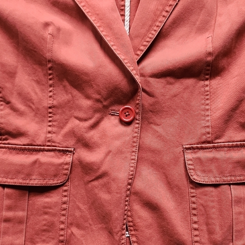 J Crew Women's Terracotta Single Button Pocketed Long-Sleeved Blazer Jacket M - Picture 3 of 10
